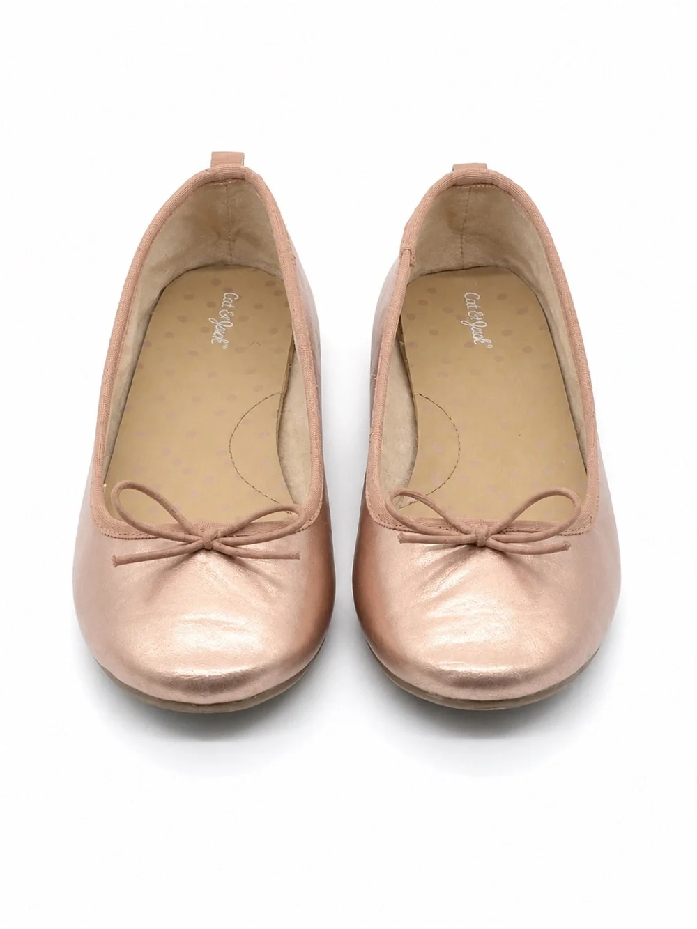 Rose Gold Ballet Flats Bow Slip-On Shoes